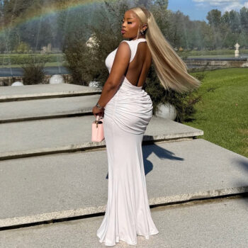 Ruched Crew-neck Strap Sleeveless Dress - View 2