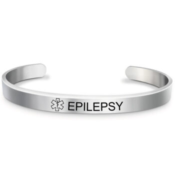 Fashion Silver Plated Medical Alert Cuff Bracelet EPILEPSY Diabetic Allergy Stainless Steel Bangle For Women Men - View 2