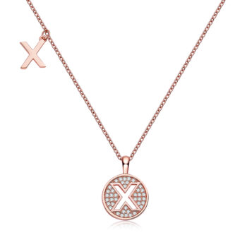 One Of The 26 Letters, X, Set With Top-quality Moissanite, Luxurious And Fashionable Light Luxury Trend Jewelry, Silver Necklace Pendant S925 Silver Electroplated Rose Gold