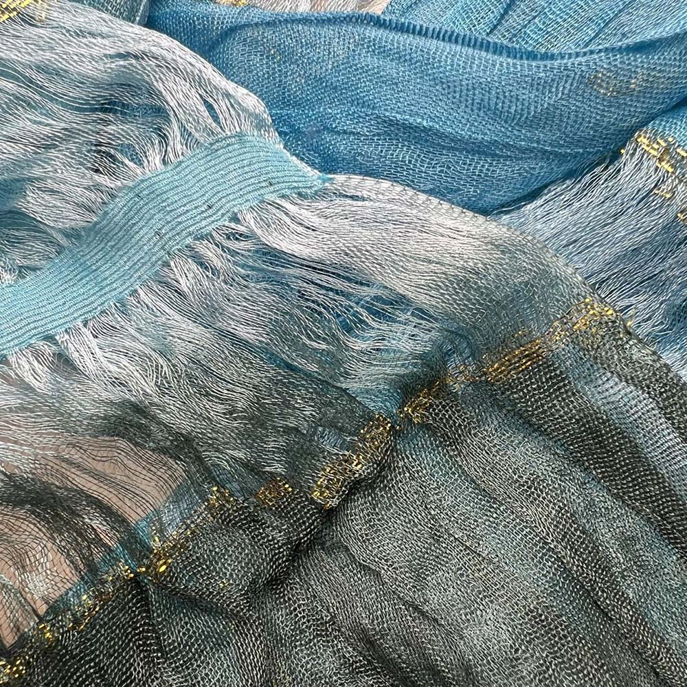 5933d751-a6cb-47c0-b75d-9228bbcb95fd Turquoise Metallic Scarf - Shimmer Skinny Scarf 66inchx9.4inch - View 5