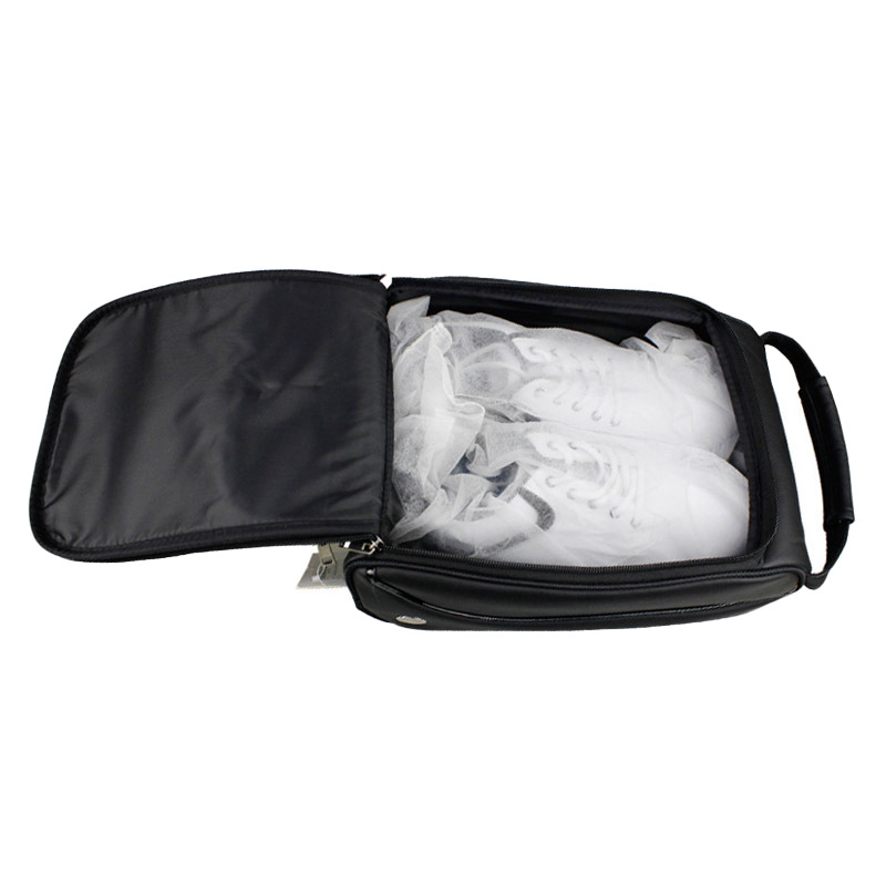 59ca6681-4bbf-4972-8c7f-4235ff7dbc04 Crestgolf Black PU Leather Waterproof Golf Shoe Bag - View 4
