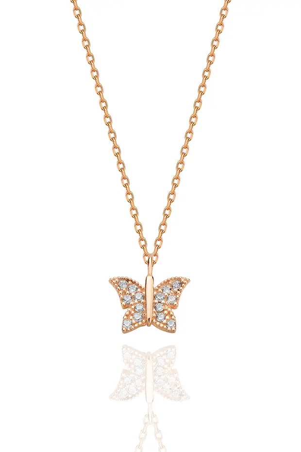 5a01b9d3-a15c-42c3-82f9-48d26e7c57d6 925 Sterling Silver Rose Gold Butterfly Necklace For Women Elegant Dainty Pendant Jewelry Gift - View 1