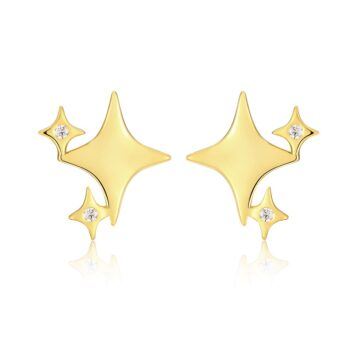 Top-quality Moissanite Luxury And Fashionable Light Luxury Jewelry Silver Stud Earrings S925 Silver Electroplated Gold - View