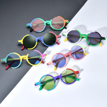 Colorful Pure Titanium Sunglasses In Unique Shapes - View 1
