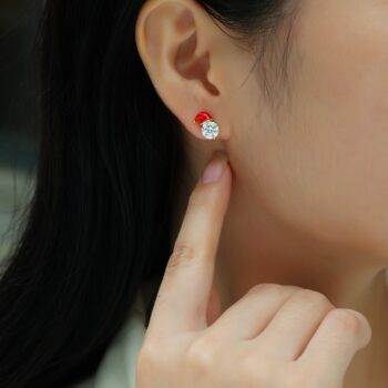 Christmas Hat - Set With Top-quality Moissanite Luxury And Fashionable Light Luxury Jewelry, Silver Stud Earrings, S925 Silve