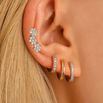 Geometric Six Petal Long Earrings - View 1