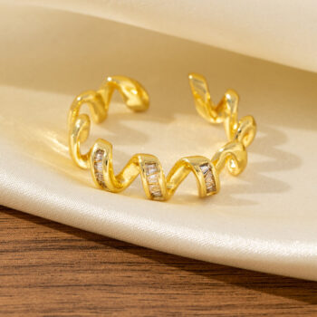ring Pearl Wave Ring With Micro-paved Zirconia
