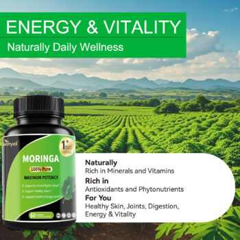 Pure Moringa Capsules - High Potency, Health & Fitness With Essential Vitamins & Amino Acids - 60 Capsules - View 2