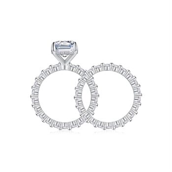 Octagonal Moissanite Double Rings Set With Top-quality Moissanite