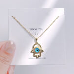 necklace Evil Eye Hamsa Hand Necklace For Women, Protection Amulet Pendant With Titanium Steel