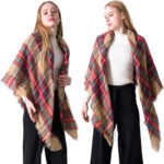 59in women scarf 59 X 59in Women Scarf Plaid Tassel Soft Warm Blanket Scarves Womens Shawl Wrap