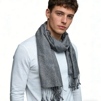 2pcs modern edge 2pcs Modern Edge With Classic Colors Black White Graphic Jacquard Scarf ,Luxe Look For Evening Wear,Scarf,va