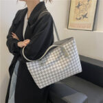 tote Stylish Plaid Shoulder Tote With Large Capacity