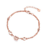 Sterling Silver Women's 18K Rose Gold Plated Bracelet Bangle - View 1