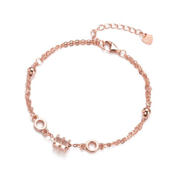 Sterling Silver Women's 18K Rose Gold Plated Bracelet Bangle - View 1