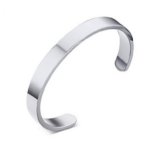 Custom Laser Engraving Smooth Stainless Steel Fine Bangle Jewelry C-shaped Bracelet - View 1