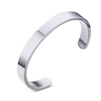 Custom Laser Engraving Smooth Stainless Steel Fine Bangle Jewelry C-shaped Bracelet - View 1