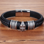 Genuine Leather Bracelet & Bangle Buddha Head - View 1