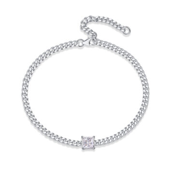 Resolute - Set With Top-quality Moissanite, Fashionable And Light Luxury Jewelry Silver Bracelet S925, Silver-plated Platinum