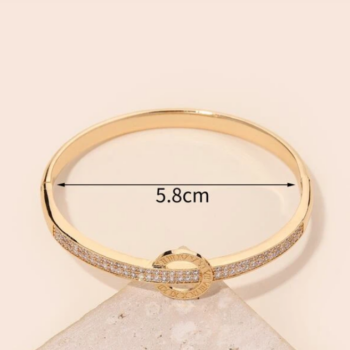 Roman Numeral Detail Zircon Decor Bangle - View 2