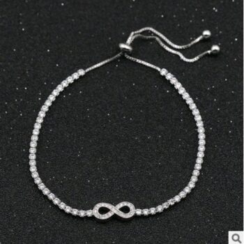 17KM Cubic Zirconia Infinity Bracelets For Women Rose Gold Silver Color Charm Bracelet & Bangle Fashion Geometric Jewelry Gif