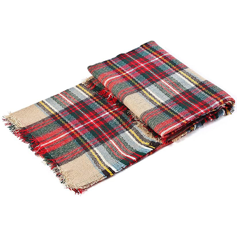 6481c299-78e1-4485-a237-cb6066bdd6d4 59 X 59in Women Scarf Plaid Tassel Soft Warm Blanket Scarves Womens Shawl Wrap - View 3