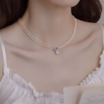 Natural Aquamarine Freshwater Pearl Pendant Necklace For Women - View 1