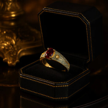 Stylish And Elegant Red Crystal Ring - View 2