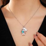 crystal necklace Stainless Steel Crystal Pendant Necklace For Women Colorful Gemstone Geometric Choker Jewelry