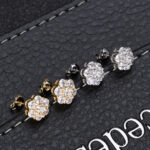 New Hip-hop Flower Stud Earrings With Full Diamond Detailing For A Personalized Look - View 1