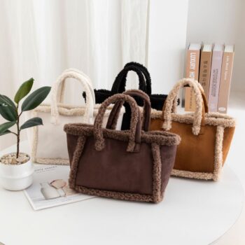 Womens Plush Crossbody Tote Bag - View 1