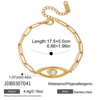 Classic 18k Gold Stainless Steel Zircon Bracelet