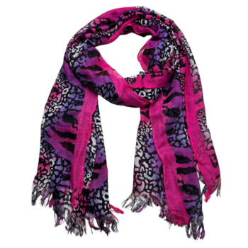 hot pink printed Hot Pink Printed Viscose Scarf - Extra Long Scarf 72inchx22inch