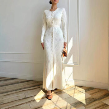 Casual Crew-neck Long-sleeve Sweater Loose-fitting Knit Bodycon Dress - View 2