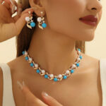 New Versatile Pearl Turquoise Necklace Earrings - View 1