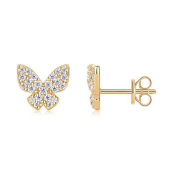 Golden Feather Butterfly - Premium Moissanite Luxury Fashion Light Luxury Jewelry Silver Stud Earrings S925 Silver Electropla
