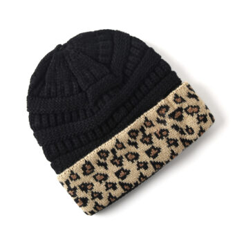 Beanie Women's Warm Leopard Print Knitted Hat Winter - View 2
