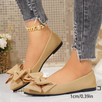Plus-size Bow-tie Pointed-toe Slip-on Shoes - View 2
