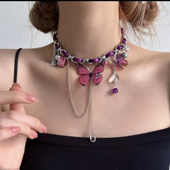 Purple Butterfly Pendant Tassel Necklace For Women Intricately Crafted Niche Design - View 1