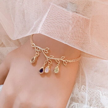 Tree Of Life Water Drop Birthstone Bracelet Minimalist Customizable And Personalized - View 1