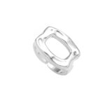 ring Oversized French Style Metal Texture Smooth Round Ring Minimalist Geometric Alloy Jewelry For Women