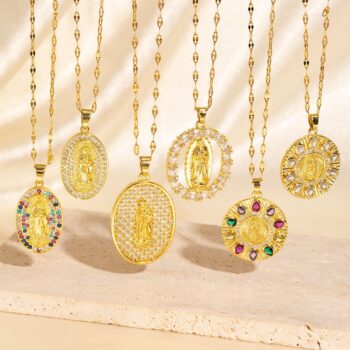 Creative Oval Madonna Pendant NecklaceLight Luxury With A High-End Vibe - View 2