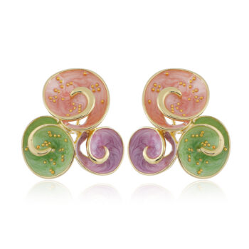 1 Pair Alloy Enamel Cluster Flower Earrings, Colorful Floral Statement Studs For Women, Trendy Party & Daily Jewelry - View 1