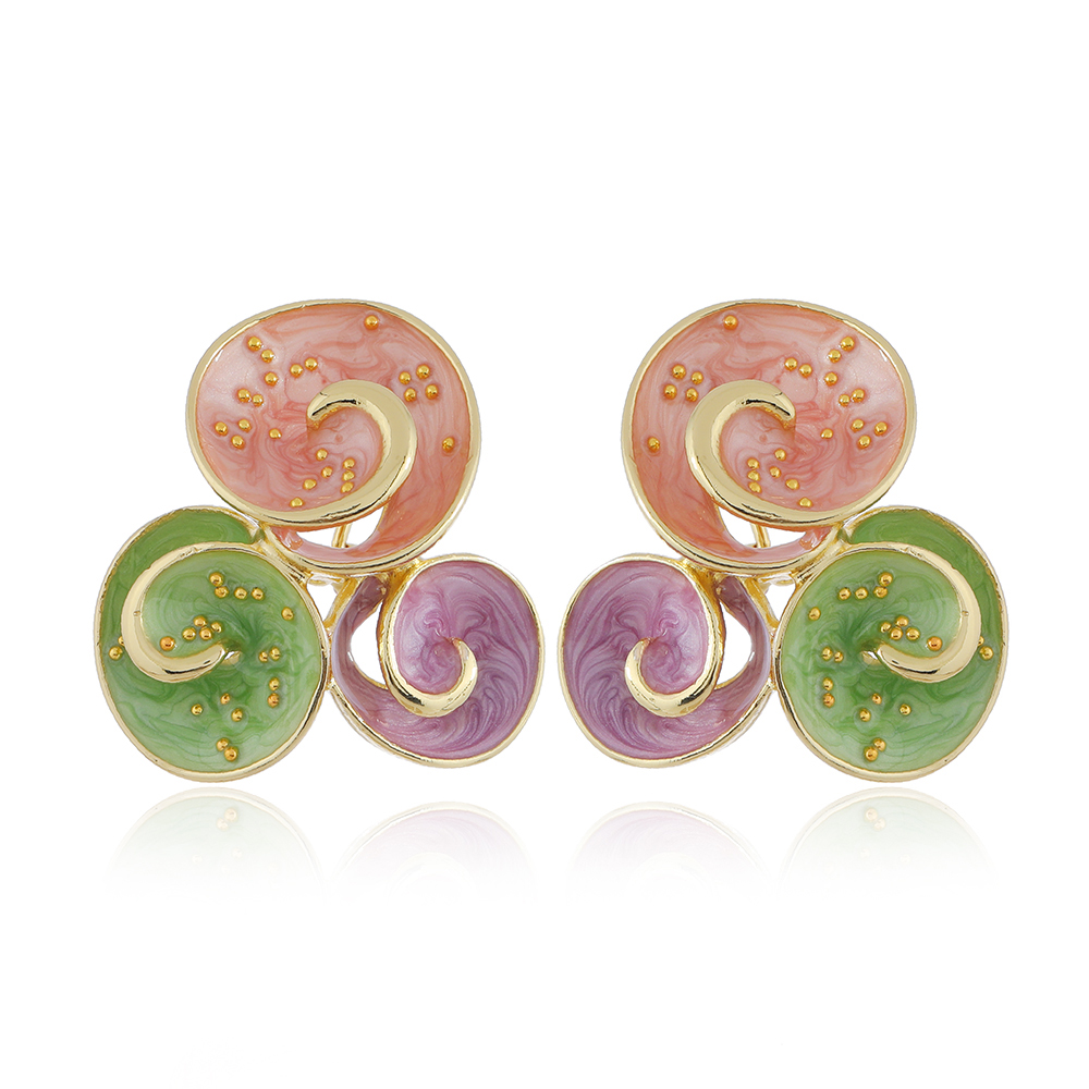 761083f3-1c54-4db2-886a-9bcffdf11886 1 Pair Alloy Enamel Cluster Flower Earrings, Colorful Floral Statement Studs For Women, Trendy Party & Daily Jewelry - View 1