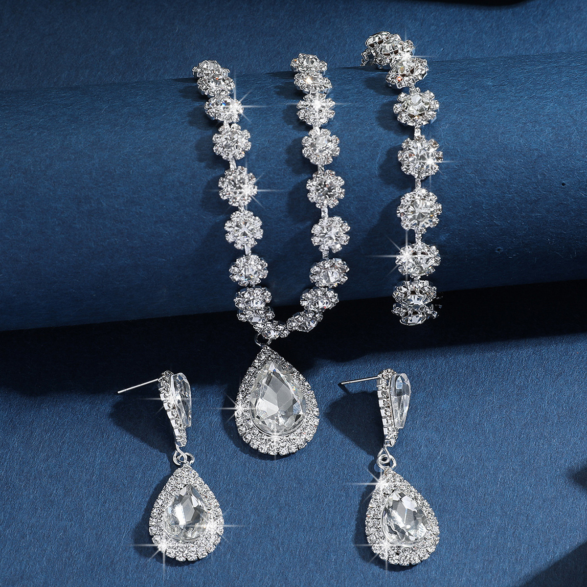 7632b1f9-c1c6-40ff-9c58-02f7cd316f2f.jpg Diamond Necklace Earrings And Bracelet Three Piece Jewelry Set