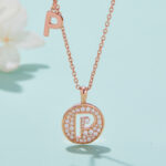 silver necklace One Of The 26 Letters, P, Set With Top-quality Moissanite, Luxurious And Fashionable Light Luxury Trend Jewel
