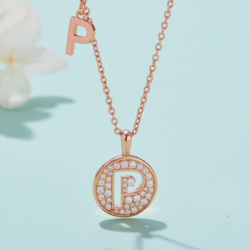 One Of The 26 Letters, P, Set With Top-quality Moissanite, Luxurious
