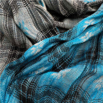 2pcs Extra Long Scarf,Turquoise Jacquard Crinkle Scarf,Cool Tone Jacquard Pattern On Crinkle Base,Versatile Everyday Scarf ,P