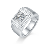 Men's 1-carat Luxury And Fashionable Light Luxury Jewelry Silver Ring Set With Top-quality Moissanite, S925 Silver-plated Pla