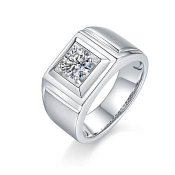 Men's 1-carat Luxury And Fashionable Light Luxury Jewelry Silver Ring Set With Top-quality Moissanite, S925 Silver-plated Pla
